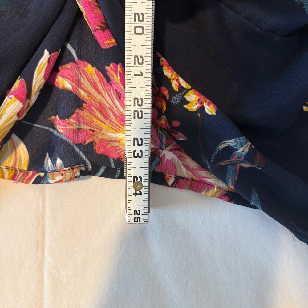 UMGEE Women Medium Navy Floral Twist Front Kimono Sleeve Top Oversized Bloomcore - Picture 6 of 8